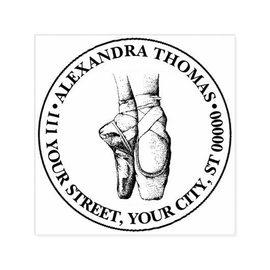 Ballerina Voeten op Punt #1 Naam Retouradres Zelfinktende Stempel (Design)