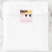 Ballerina Vrienden Verjaardagsfeestje Aangepaste F Vierkante Sticker (Tas)