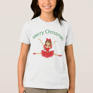 Ballerina Vrolijk Kerstfeest   Ballet Tri-Blend Shirt