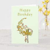 Ballerina Vrouw Ballet Danser Verjaardag Kaart (Gele Bloem)
