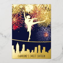 Ballerina Vuurwerk Silhouette Sweet 16 Blauw Goud