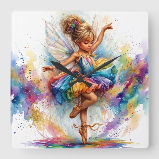 Ballerina Wall Clock Vierkante Klok (Voorkant)