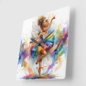 Ballerina Wall Clock Vierkante Klok (Hoek)
