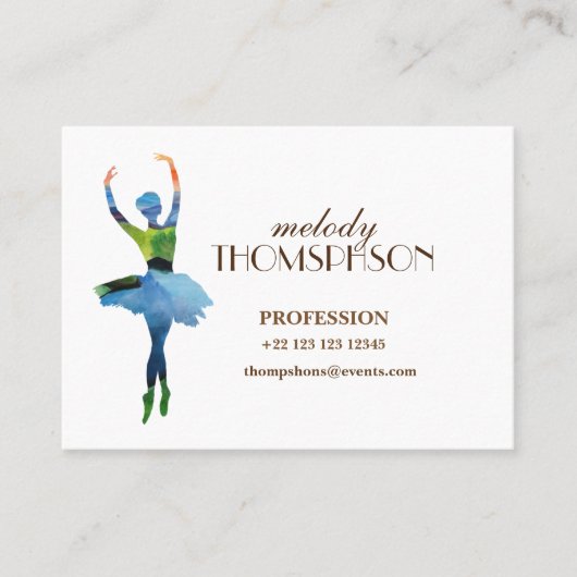 Ballerina Waterverf art Visitekaartje (Voorkant)
