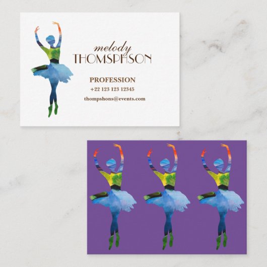 Ballerina Waterverf art Visitekaartje (Voorkant / Achterkant)