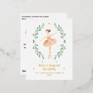 ballerina waterverf botanisch schattig  folie feestdagen briefkaart