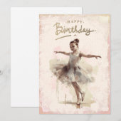 Ballerina Waterverf Happy Birthday Feestdagenkaart (Voorkant / Achterkant)