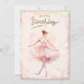 Ballerina Waterverf Happy Birthday Feestdagenkaart (Voorkant)