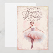 Ballerina Waterverf Happy Birthday Feestdagenkaart (Voorkant / Achterkant)