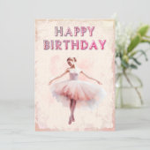 Ballerina Waterverf Happy Birthday Feestdagenkaart (Staand voorkant)