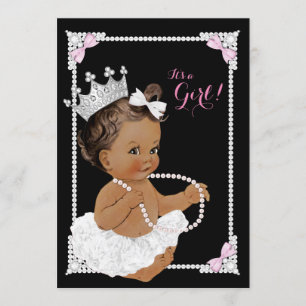 Ballerina White Tutu Pink Pearl Baby shower Kaart