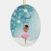 Ballerina Winter Snow Holiday Ballet Kerstmis Keramisch Ornament (Achterkant)