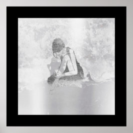 Ballerina Woman Body Silver Grey Wall Cement Poster