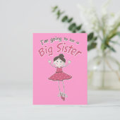 Ballerina wordt grote zus aankondigingskaart (Staand voorkant)