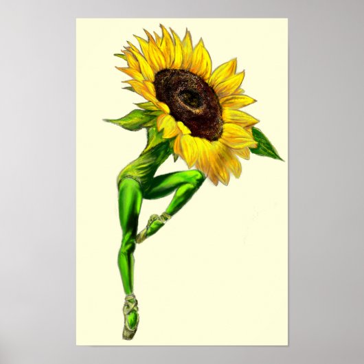 Ballerina Zonnebloem Ballet Danser Poster Schilder (Voorkant)