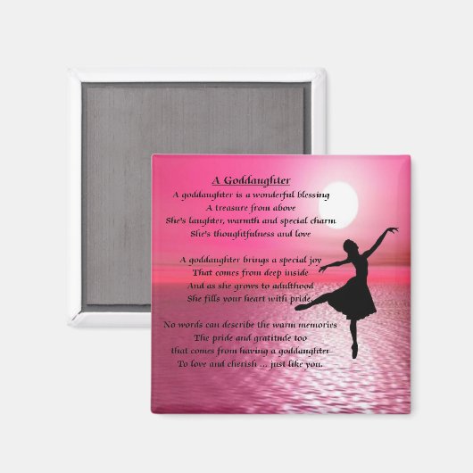Ballerina Zonsondergang Goddochter Gedicht Magneet (Voorkant / Achterkant)