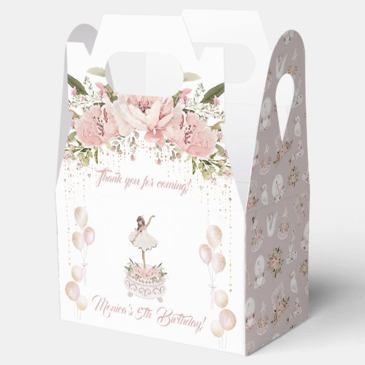 Ballerina zwart brownette ballet verjaardagsfeestj bedankdoosjes (Geopend)