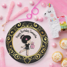 Ballerina Zwart en Goud Elegante Papieren Borden