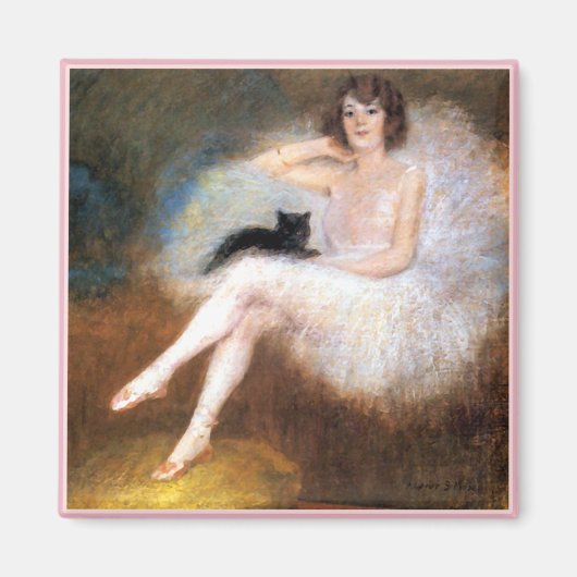 Ballerina & Zwarte Kat Magneet (Voorkant)