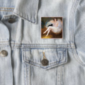 Ballerina & Zwarte Kat Vierkante Button 5,1 Cm (In situ)