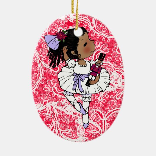 Ballerinas African American Girls Schattig Keramisch Ornament (Achterkant)
