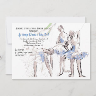 Ballerinas Dancing School Invitation Kaart