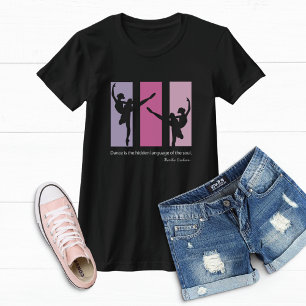 Ballerinas dansend op roze rechthoeken t-shirt