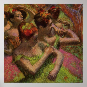 Ballerina's die hun jurken aanpassen (Edgar Degas) Poster