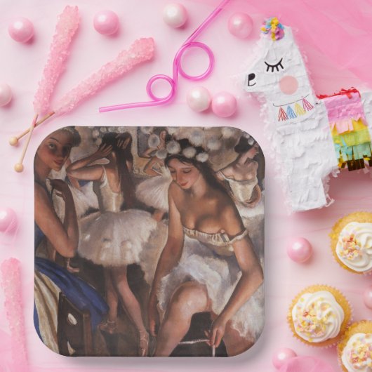 Ballerina's in de kleedkamer (door Serebriakova) Papieren Bordje (Feest)