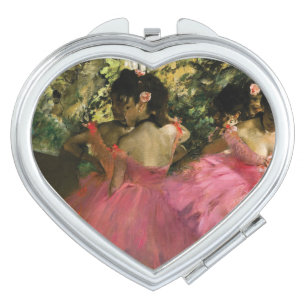 Ballerinas in roze door Edgar Degas Compact Mirror Handtas Spiegeltje