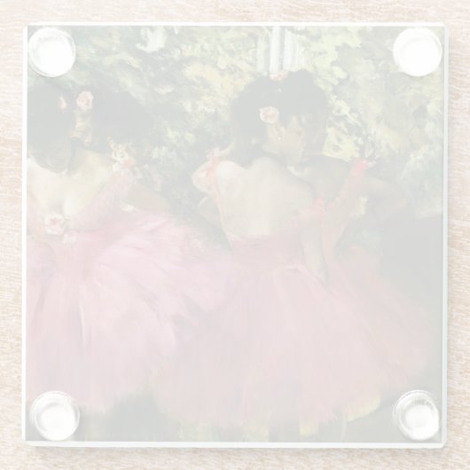 Ballerinas in Roze door Edgar Degas Glazen Onderzetter (Achterkant)