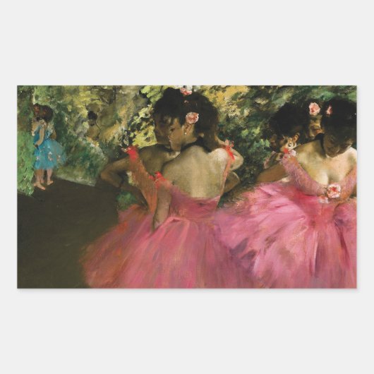 Ballerinas in Roze door Edgar Degas Rechthoekige Sticker (Voorkant)