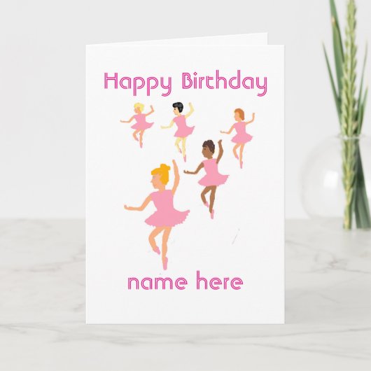 Ballerinas, kinderen verjaardagskaart, naam vooraa kaart (Voorkant)
