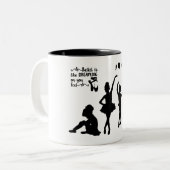Ballerina's mok met twee tonnen koffie. (Voorkant links)