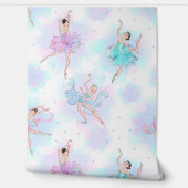 Ballerina's op blauw, lila en wit behang (Afrollen)