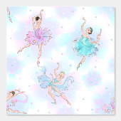 Ballerina's op blauw, lila en wit behang (Voorkant)