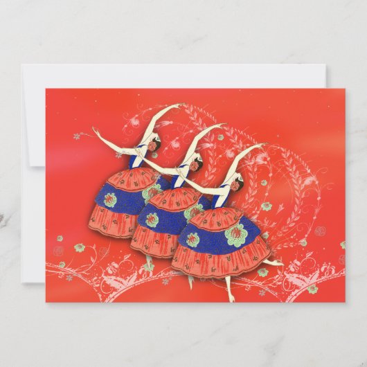 Ballerinas Spring Ballet in Red Invitation Kaart (Voorkant)