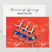 Ballerinas Spring Ballet in Red Invitation Kaart (Voorkant / Achterkant)
