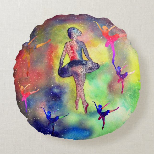 Ballerina's  tussen sterren rond kussen (Voorkant)