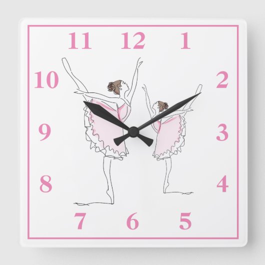 Ballerina's Vierkante Klok (Voorkant)