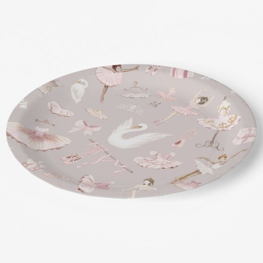 Ballerinas waterverf blush roze verjaardagsfeestje papieren bordje (Gekanteld)