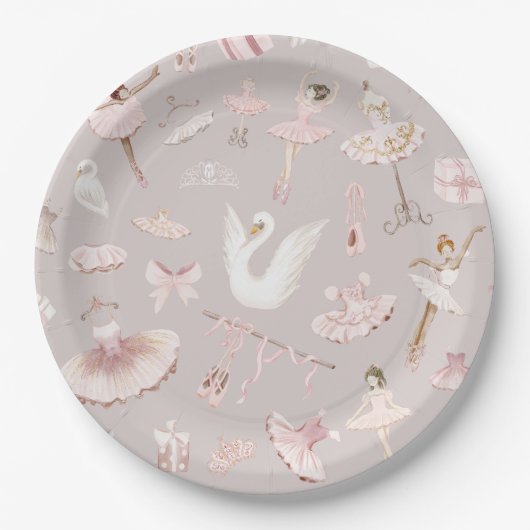 Ballerinas waterverf blush roze verjaardagsfeestje papieren bordje (Voorkant)