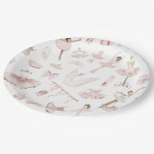 Ballerinas waterverf blush roze verjaardagsfeestje papieren bordje (Gekanteld)