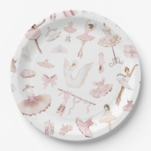 Ballerinas waterverf blush roze verjaardagsfeestje papieren bordje (Voorkant)