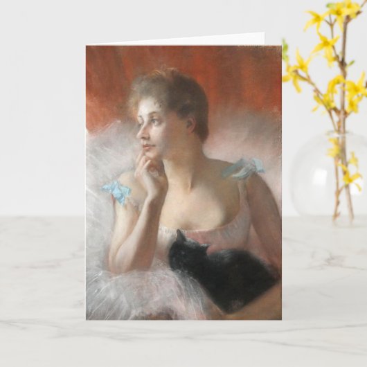 Ballerine avec un chat Pierre Carrier-Belleuse Kaart (Gele Bloem)