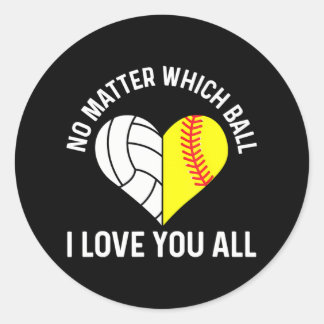 Ballers voor een Softball & Volleybal Speler Ronde Sticker