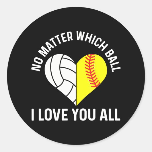 Ballers voor een Softball & Volleybal Speler Ronde Sticker (Voorkant)