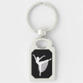 Ballet 1 Sleutelhanger, danserwit silhouet Sleutelhanger (Voorkant)
