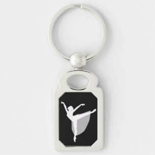 Ballet 1 Sleutelhanger, danserwit silhouet Sleutelhanger