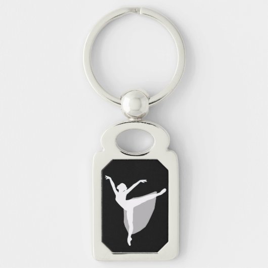 Ballet 1 Sleutelhanger, danserwit silhouet Sleutelhanger (Voorkant)